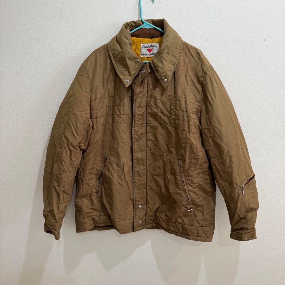 Vintage Field Stream Gordon & Ferguson Puffer Jacket Tan Brown 48 Long Zip Up